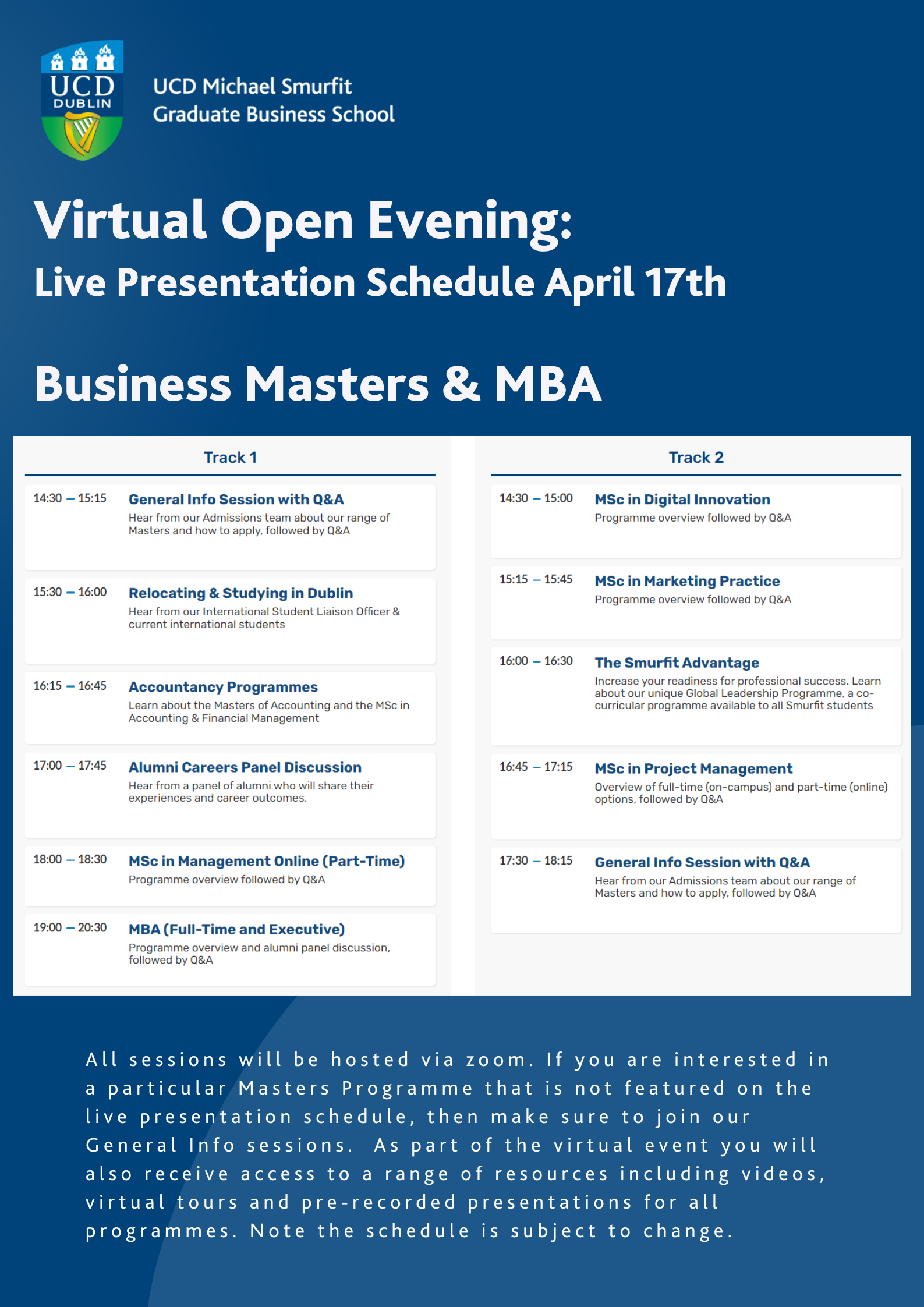 Virtual Open Evening MBA and Masters April 2024